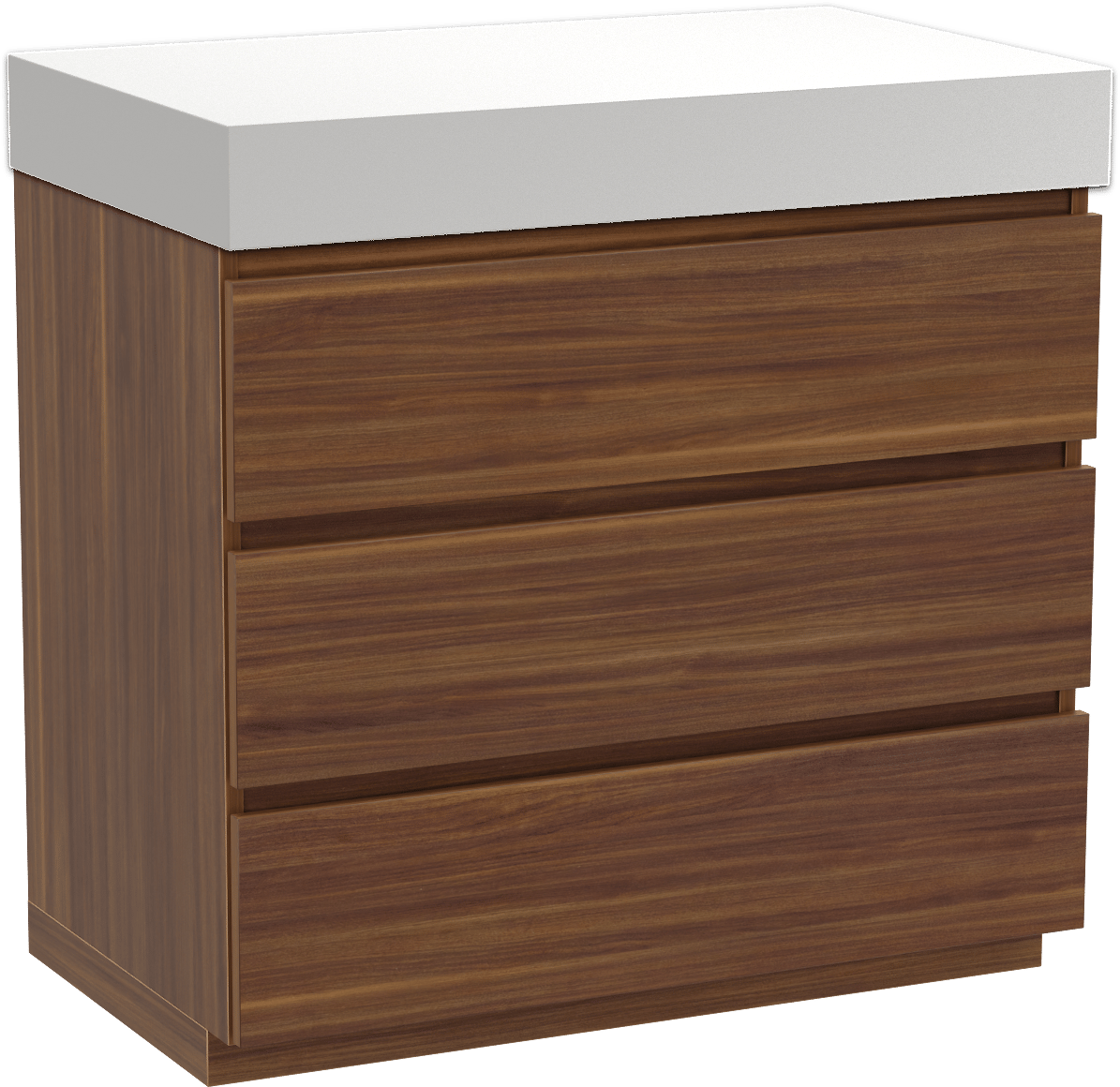 Balmani Lucida meuble salle de bains à poser 90 x 55 cm noyer américain avec Dominus tablette simple en solid surface blanc mat