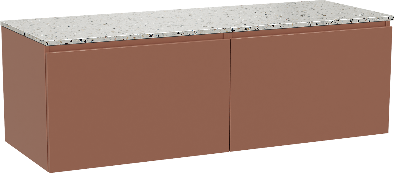 Balmani Sfera by Lucida meuble salle de bains suspendu 150 x 55 cm cotto avec Stretto tablette simple ou double en blanc/noir mat terrazzo