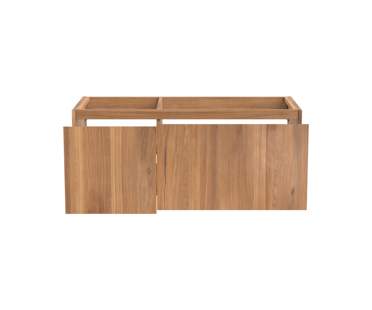 Balmani Idra by Mitra meuble sous-lavabo suspendu 120 x 55 cm asymétrique droite teck 4 tiroirs