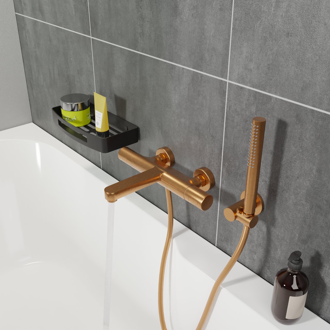 Blaufoss Round douchette 1 fonction de jet Brushed Rosegold