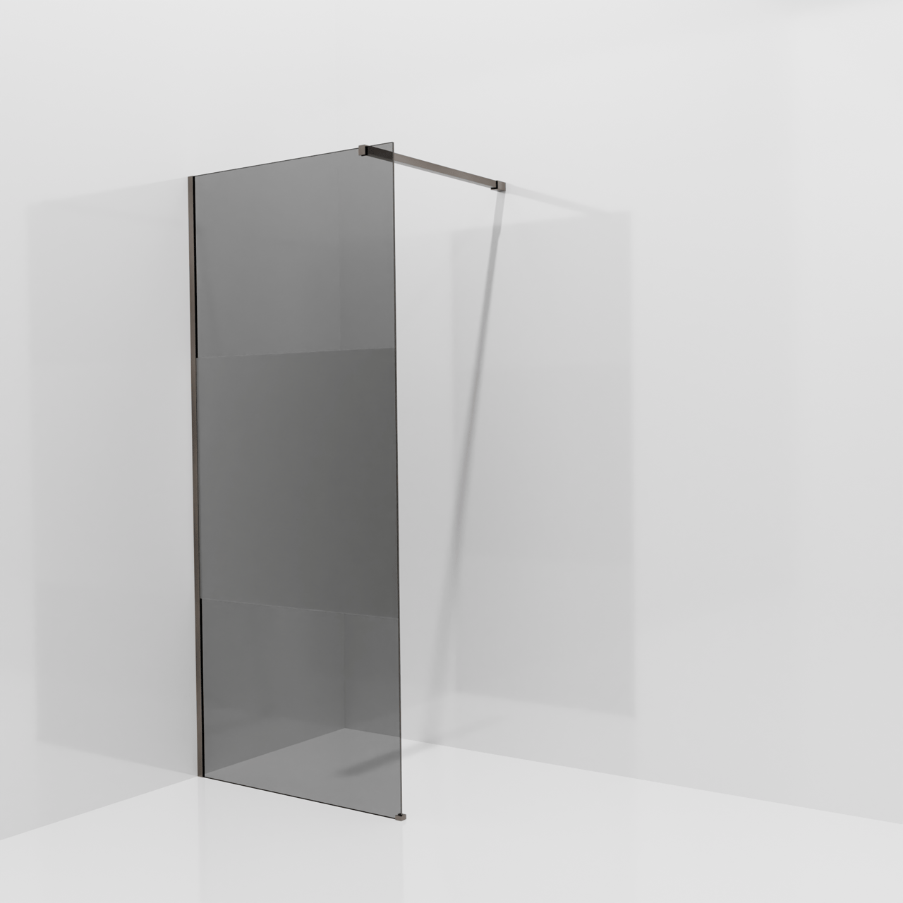Balmani Modular inloopdouche: 90 x 200 cm, Rookglas met matte strook, Brushed GunMetal profielen