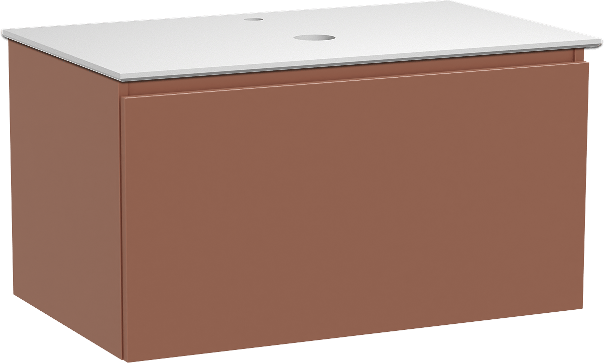 Balmani Sfera by Lucida zwevend badkamermeubel 90 x 55 cm cotto met Facetta enkel tablet in solid surface mat wit