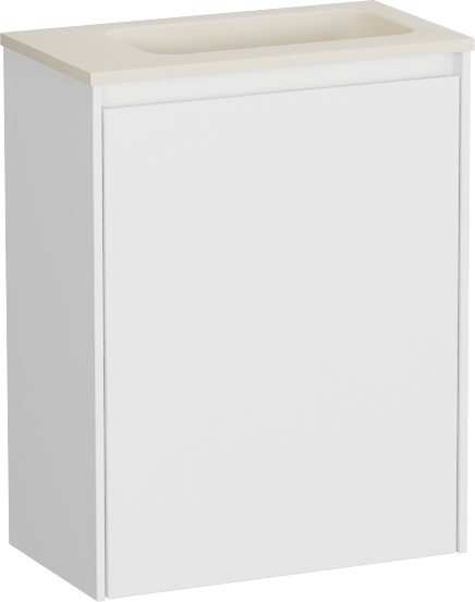 Storke Edge zwevend toiletmeubel 40 x 22 cm mat wit met Fina wastafel in Sand mat Top Solid