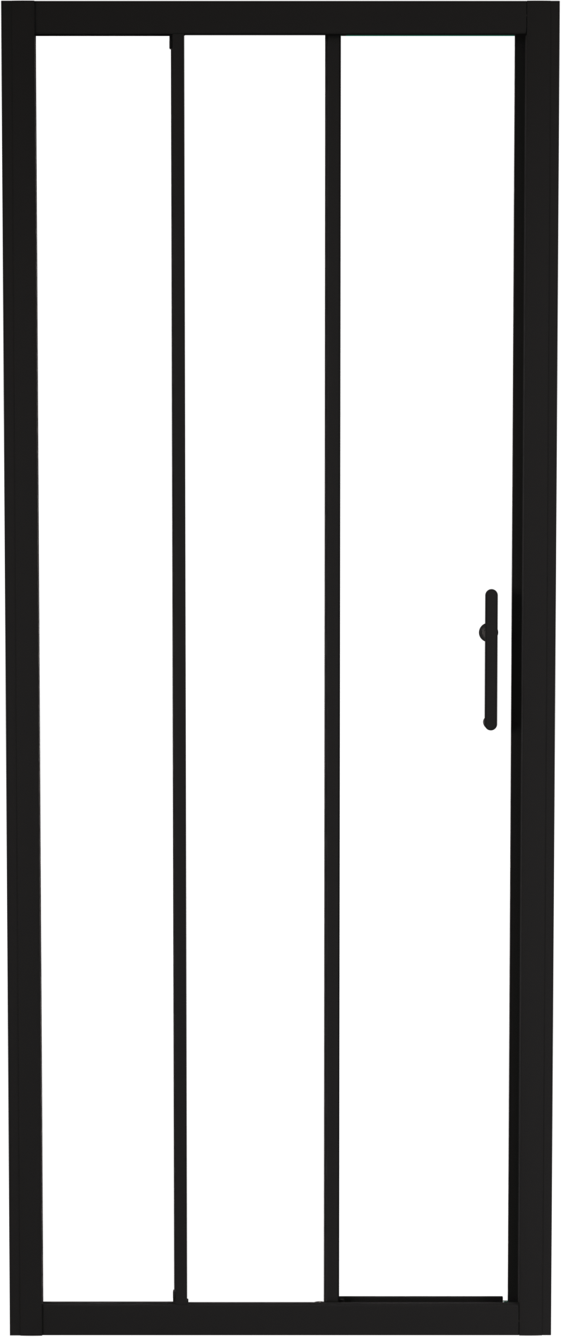 Linie Cadiz driedelige douche schuifdeur 80 cm x 190 cm Helder glas mat zwart profiel