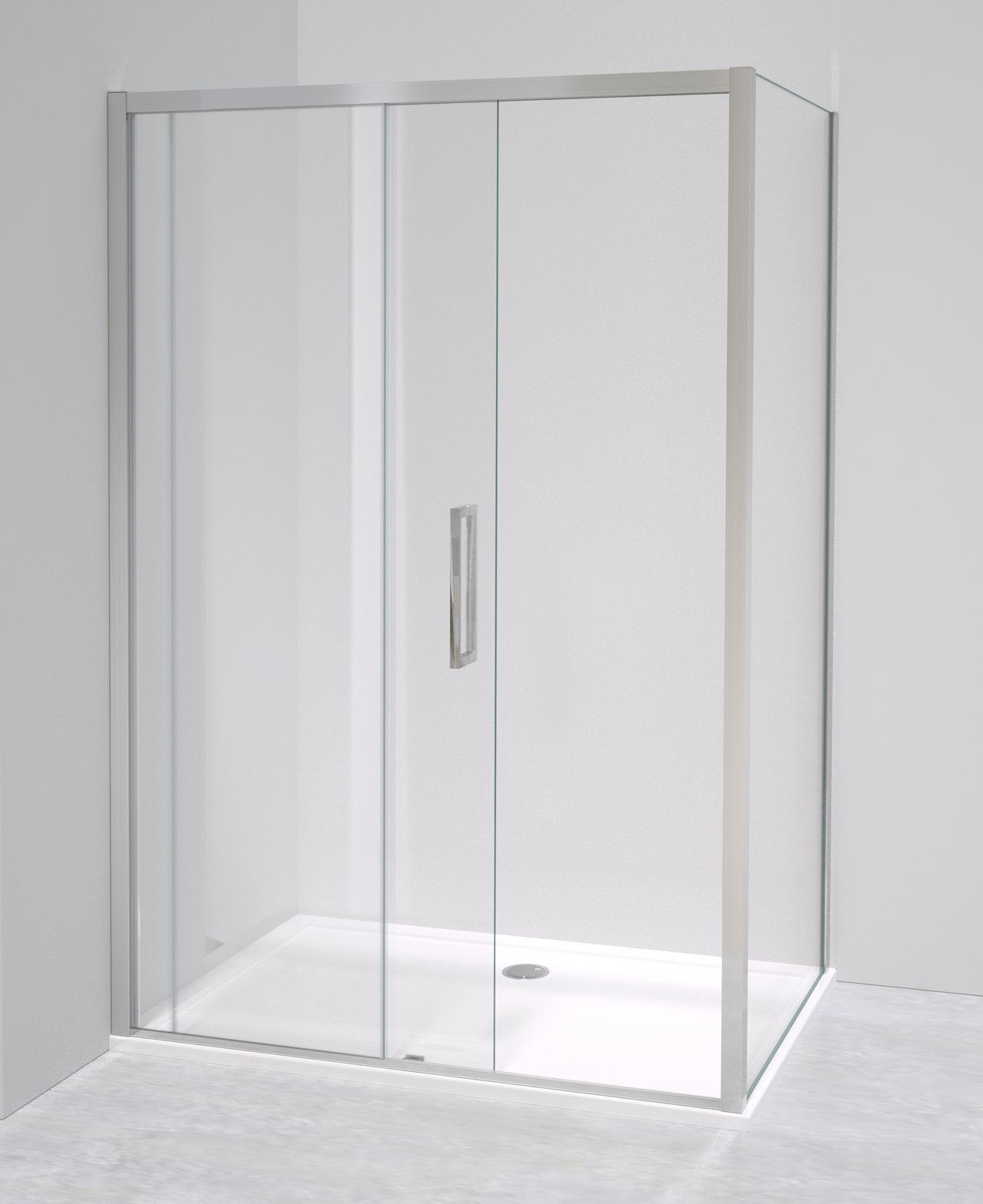Luca Varess Senses douchehoek met schuifdeur en vaste zijwand 90 x 140 cm helder glas glanzend chroom profiel