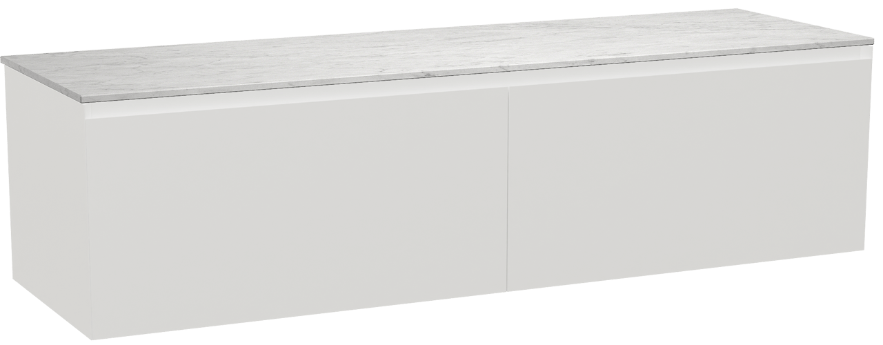 Balmani Idra by Mitra meuble salle de bains suspendu 180 x 55 cm blanc mat avec Stretto tablette simple ou double en marbre carrara