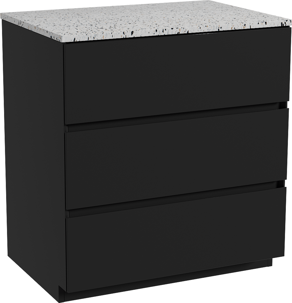 Storke Edge meuble salle de bains à poser 75 x 52 cm noir mat avec Tavola tablette simple en blanc/noir mat terrazzo