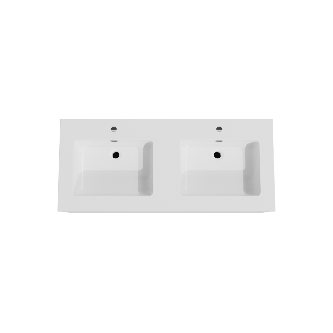 Storke Edge meuble salle de bains suspendu 120 x 52 cm blanc mat avec Diva double vasque en marbre composite blanc brillant