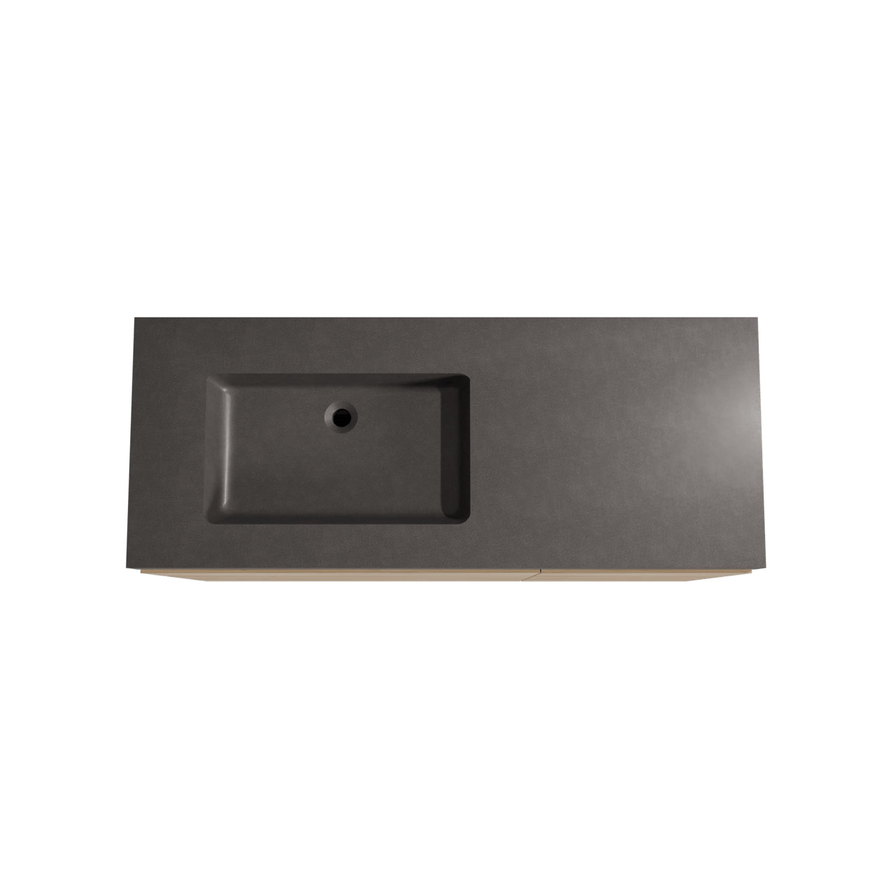 Storke Edge staand badmeubel 130 x 52 cm ruw eiken met Scuro High asymmetrisch linkse wastafel in kwarts mat zwart
