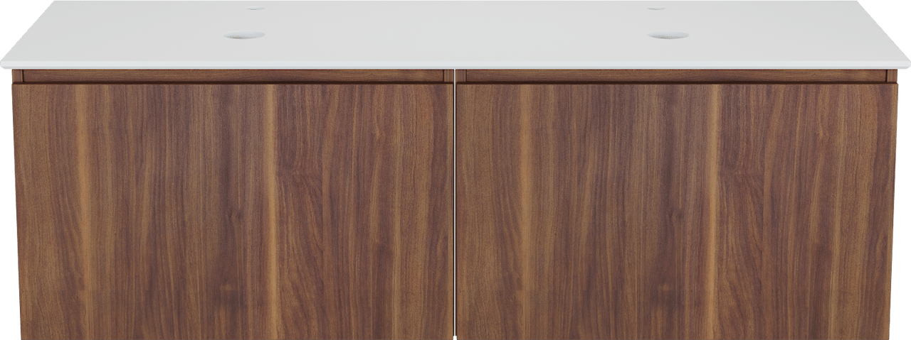 Balmani Sfera by Lucida meuble salle de bains suspendu 150 x 55 cm noyer américain avec Facetta tablette double en solid surface blanc mat