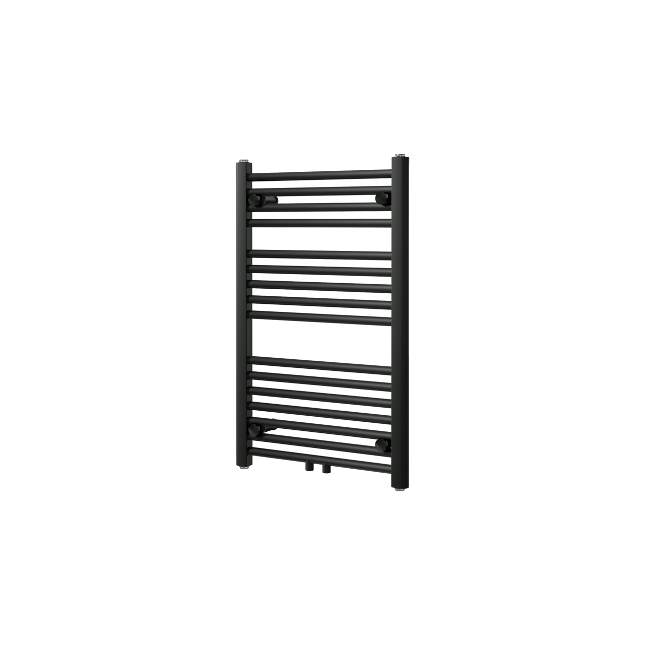 Vipera Kanza enkele handdoekradiator 50 x 80 cm centrale verwarming mat zwart zij- en middenaansluiting 448W