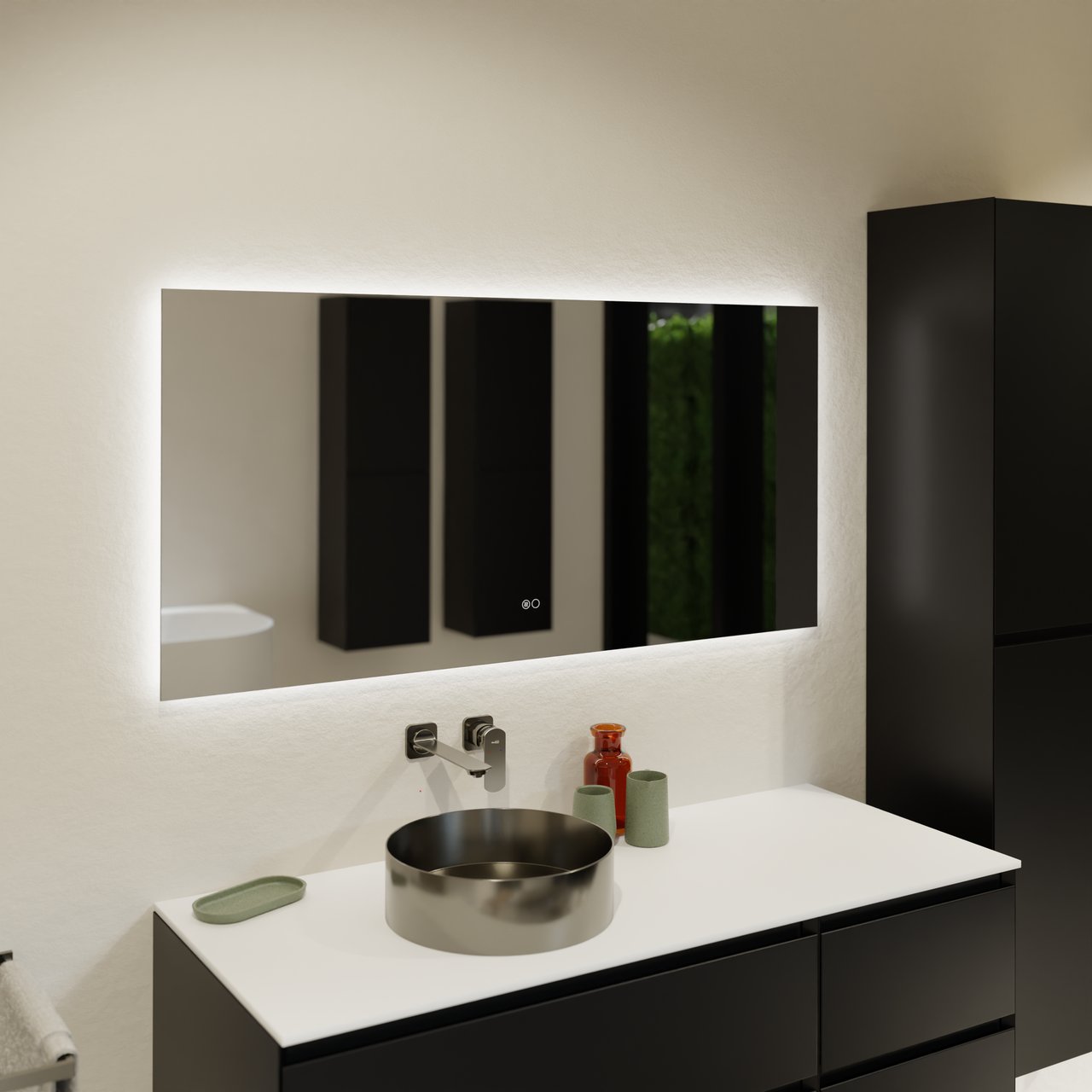 Balmani Giro Touch miroir rectangulaire lumineux et anti-buée 135 x 65 cm