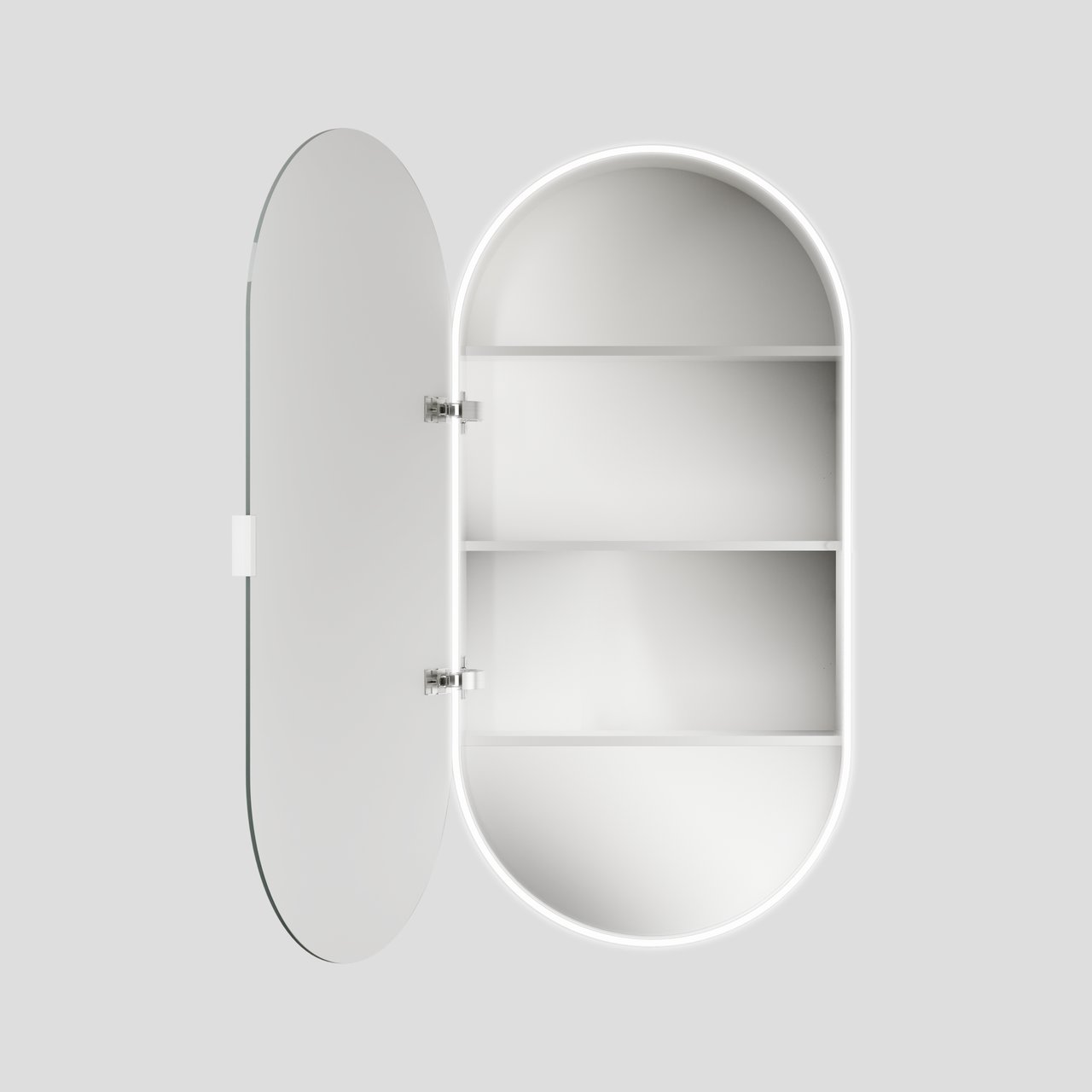 Luca Varess Oval armoire de toilette ovale lumineuse 45 x 90 cm blanc mat