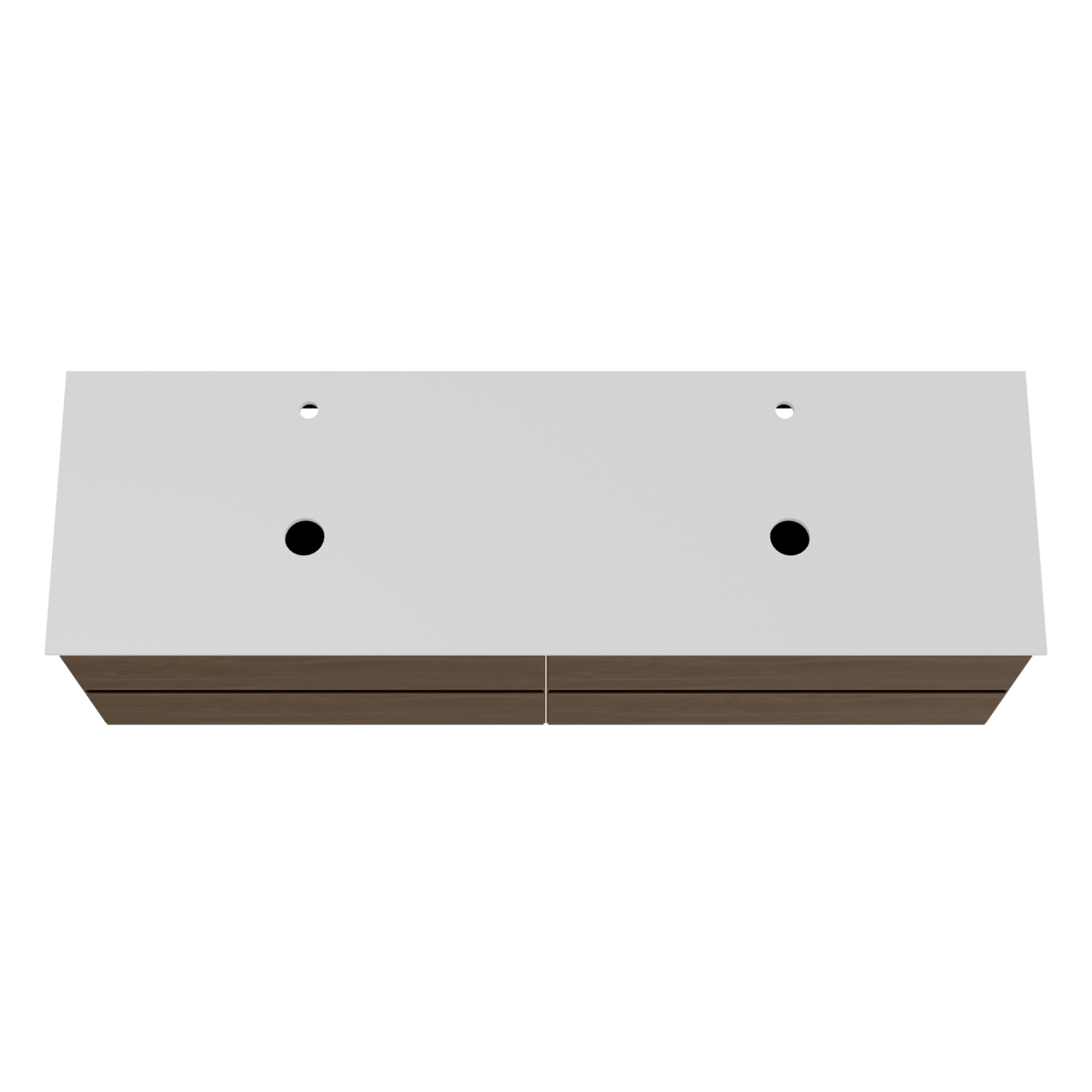Balmani Mitra meuble salle de bains suspendu 180 x 55 cm noyer américain avec Facetta tablette double en solid surface blanc mat