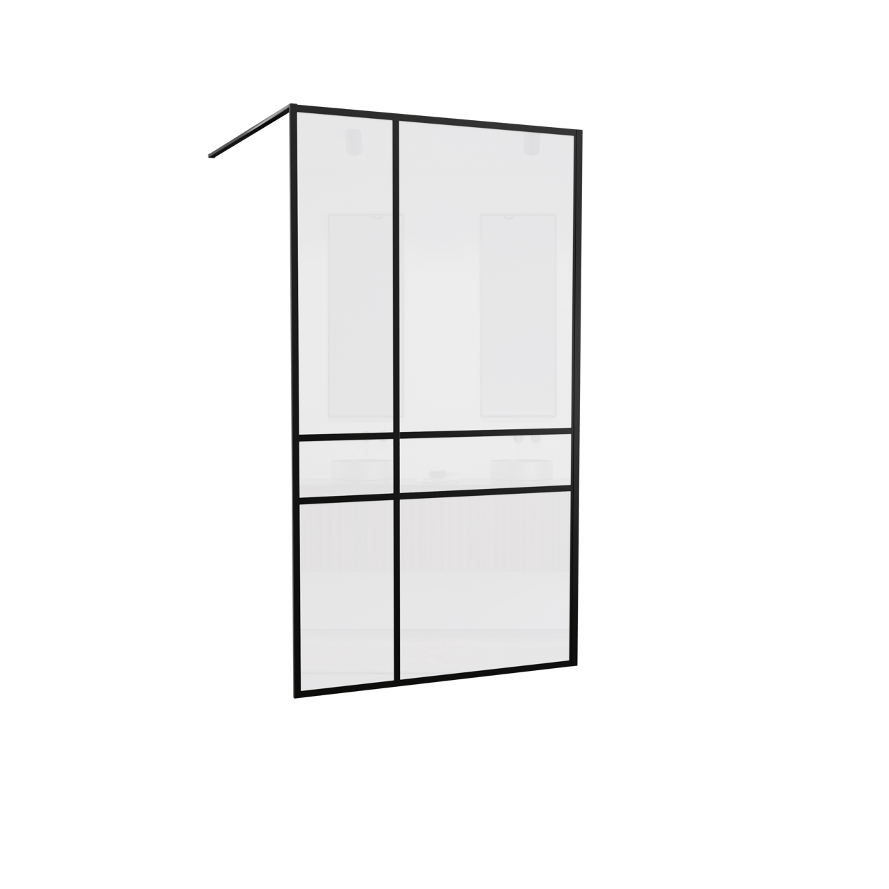 Balmani Framed Plus inloopdouche 120 x 210 cm crossed glas met coating, zwart profiel