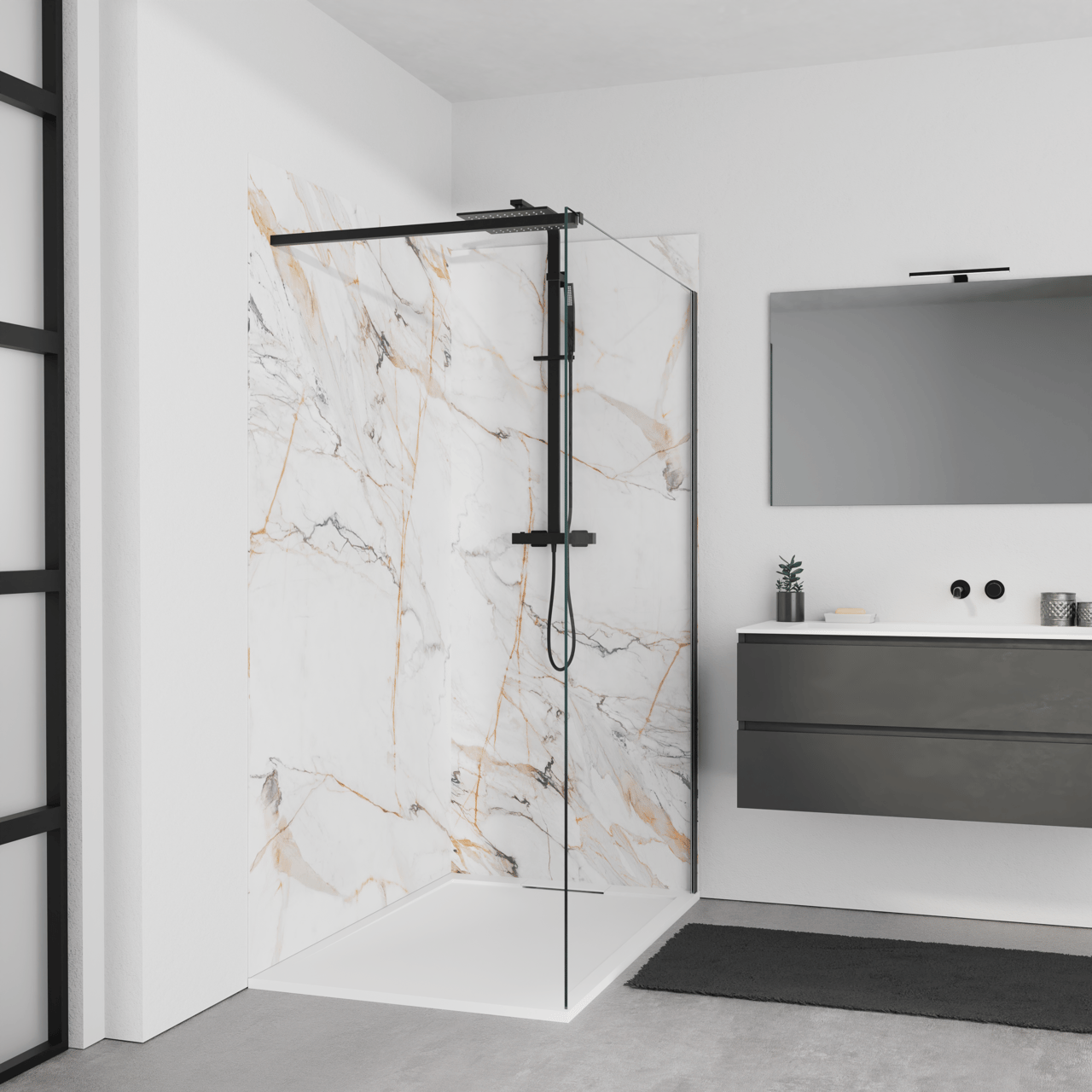 Balmani Studio panneau mural de douche 140 x 220 cm céramique calacatta de luxe