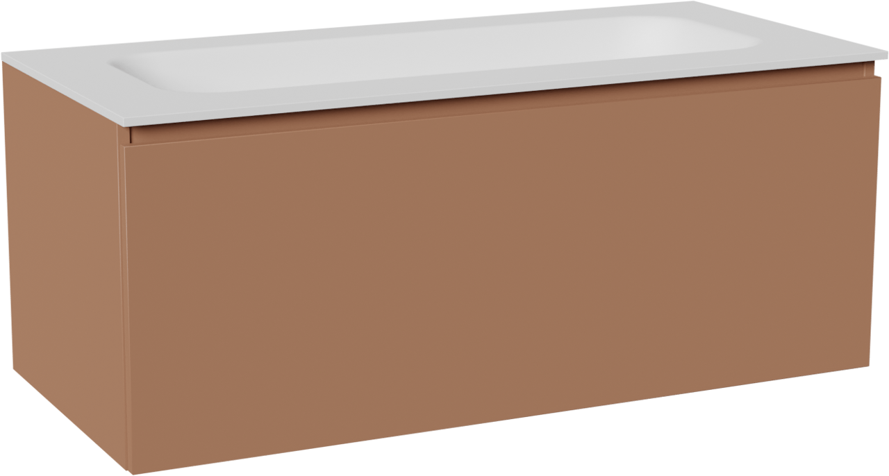 Balmani Sfera by Lucida hängendes Möbelstück Set: 120 x 55 cm, Cotto, mit Tablo Arcato Waschtisch links, Solid Surface Weiß matt