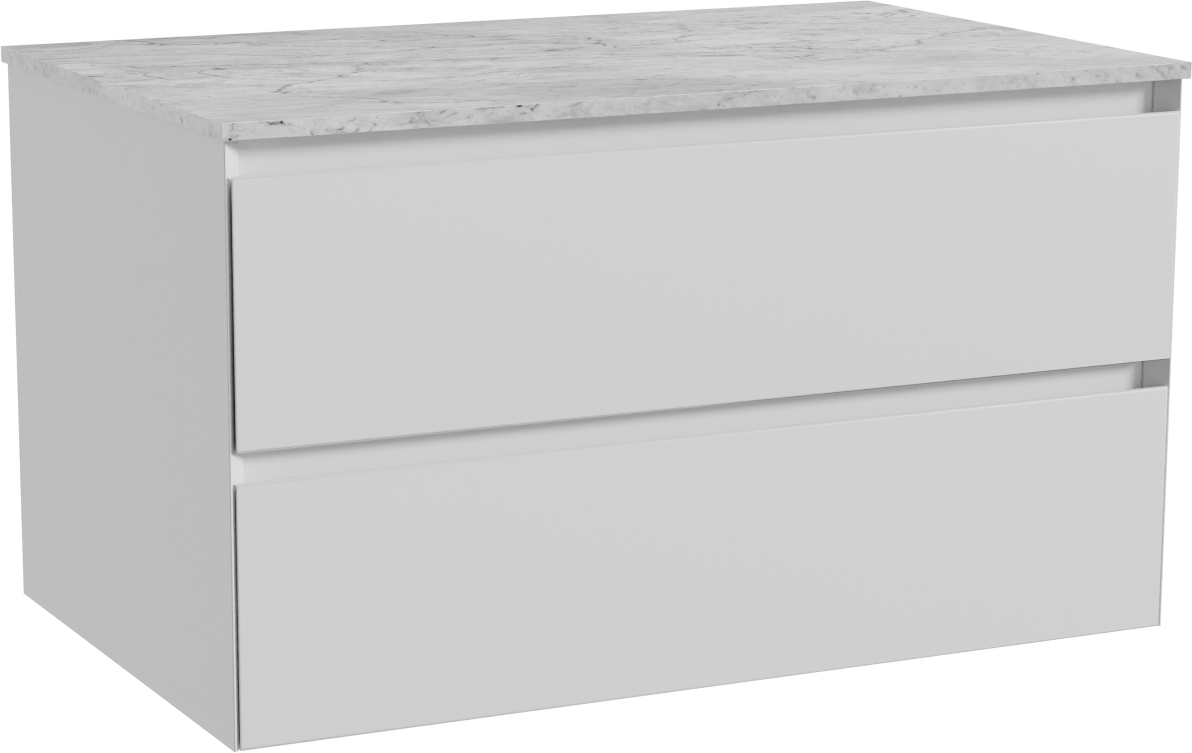 Balmani Mitra meuble salle de bains suspendu 90 x 55 cm blanc mat avec Stretto tablette simple en marbre carrara