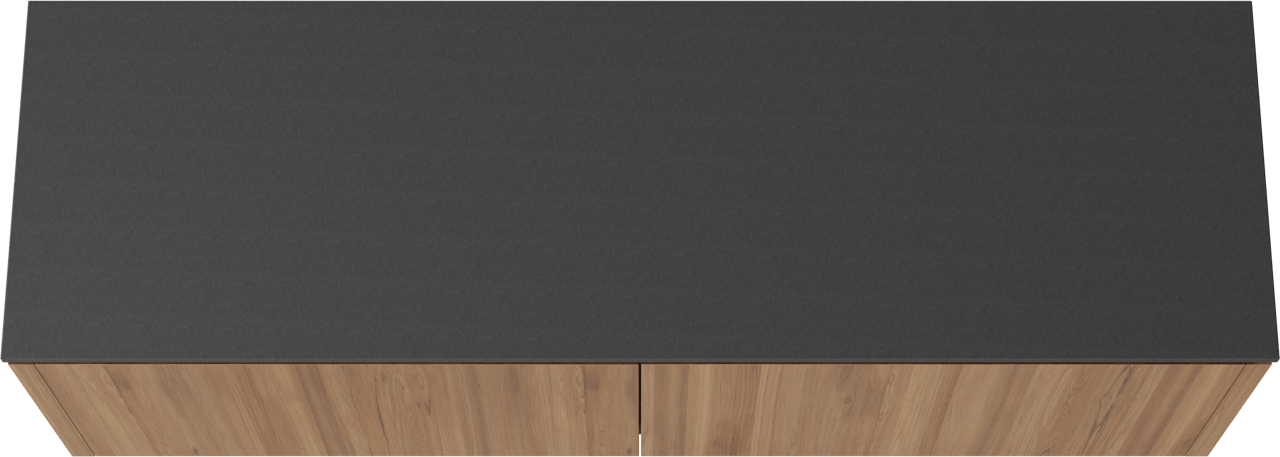 Balmani Eclips meuble salle de bains suspendu 180 x 55 cm Teck avec Stretto tablette simple ou double en Granit noir
