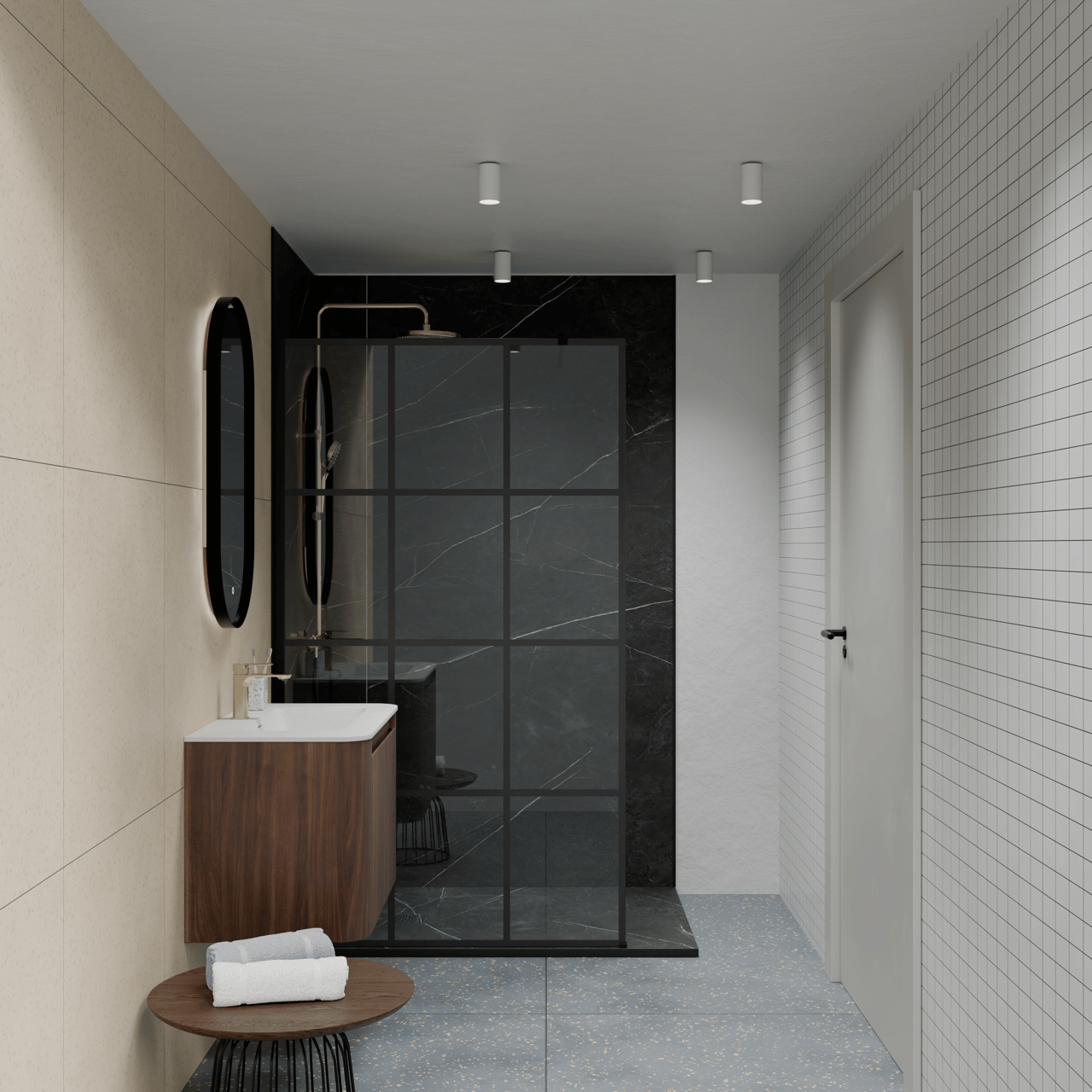 Luca Varess Suite douchebak 140 x 90 cm composietmarmer Marble Dark 