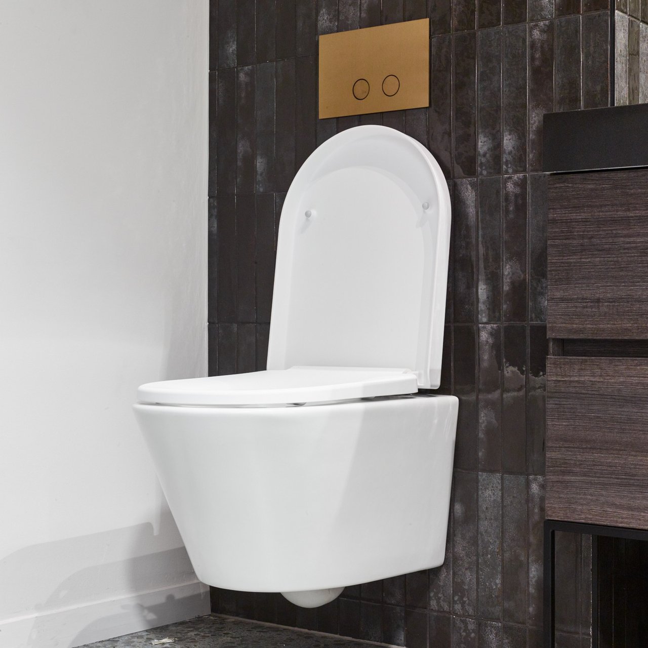 Luca Varess Calibro wc suspendu blanc satin bride de rinçage fine