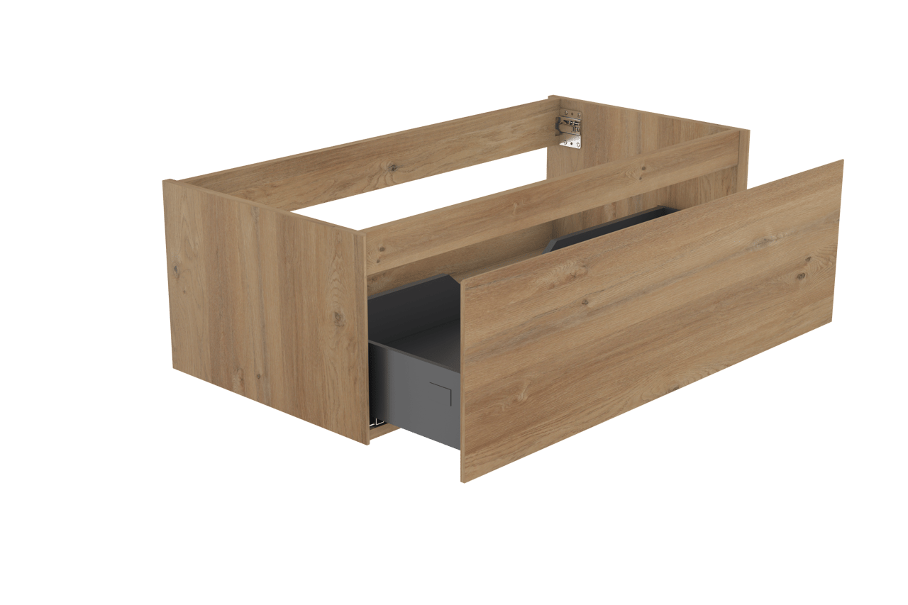 Storke Edge hängender Waschbeckenunterschrank: 105 x 52 cm, Eiche rustikal, 1 Schublade