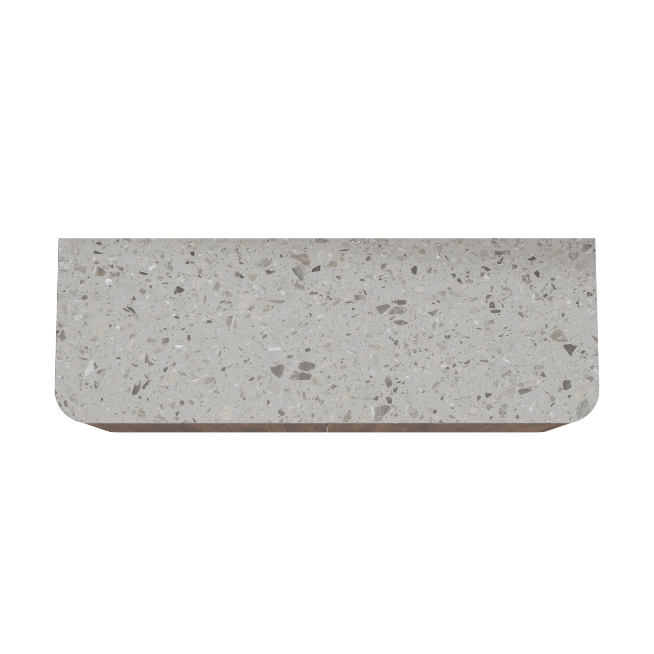 Balmani Moon hängendes Badmöbel Set: 160 x 55 cm, Amerikanischer Nussbaum, mit Moon Einzel- oder Doppel Waschtischplatte, Terrazzo, Terrazzo in Greige, Flache Oberfläche