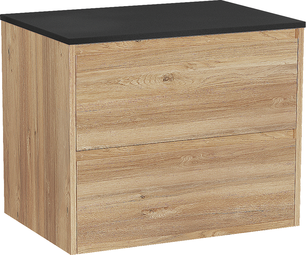 Storke Seda meuble salle de bains suspendu 75 x 52 cm chêne brut avec Panton tablette simple en mdf enduit de poudre noir mat