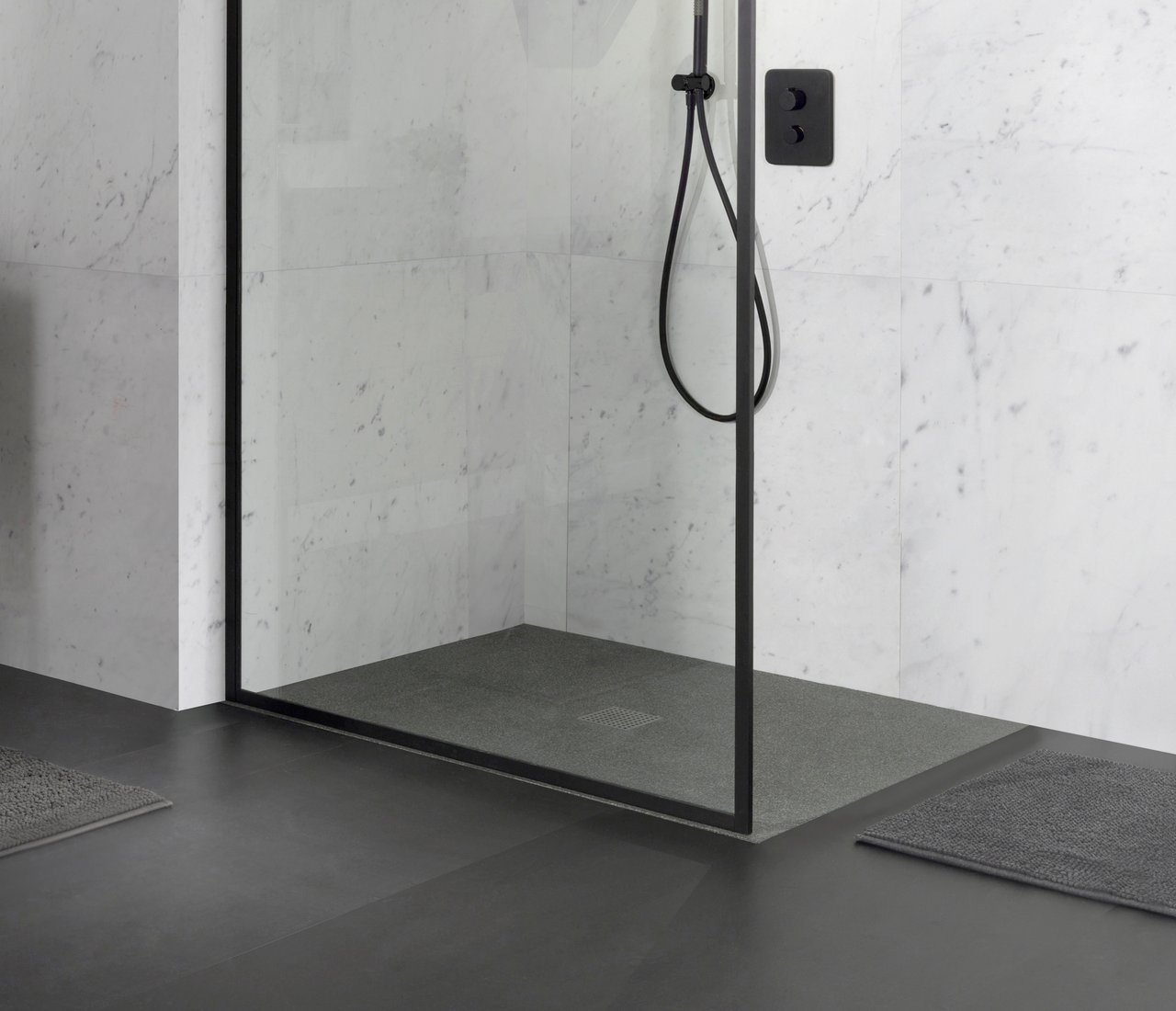 Balmani Prado douchebak 140 x 80 cm graniet zwart gevlamd