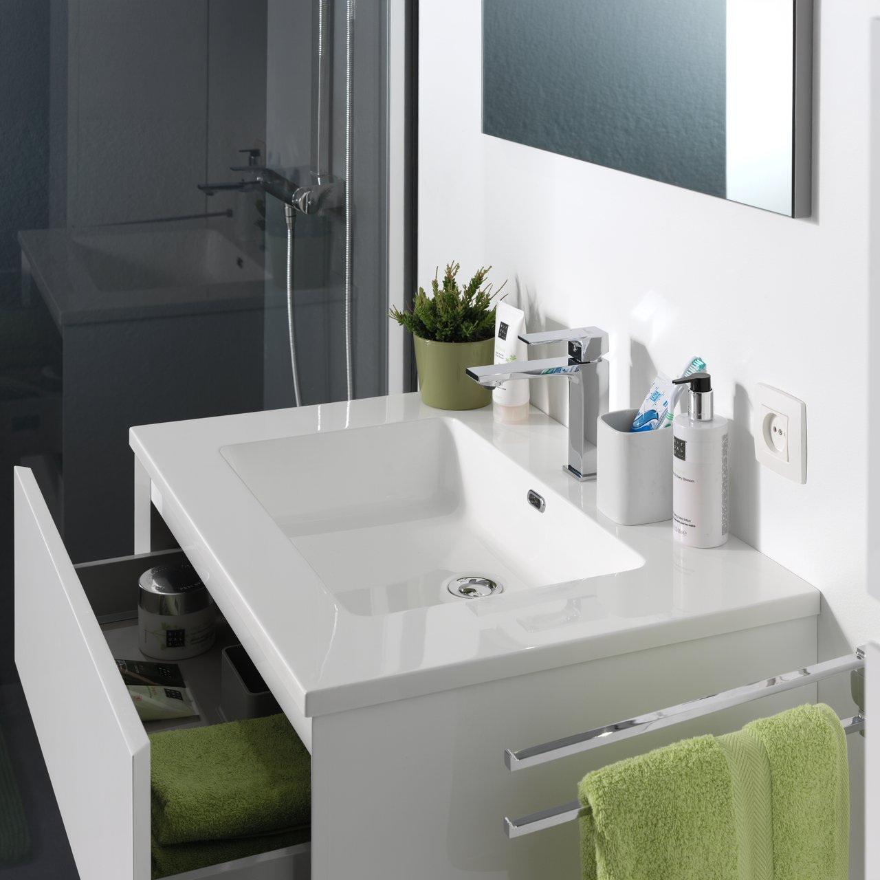 Storke Diva enkele wastafel glanzend composiet marmer 75 x 52 cm