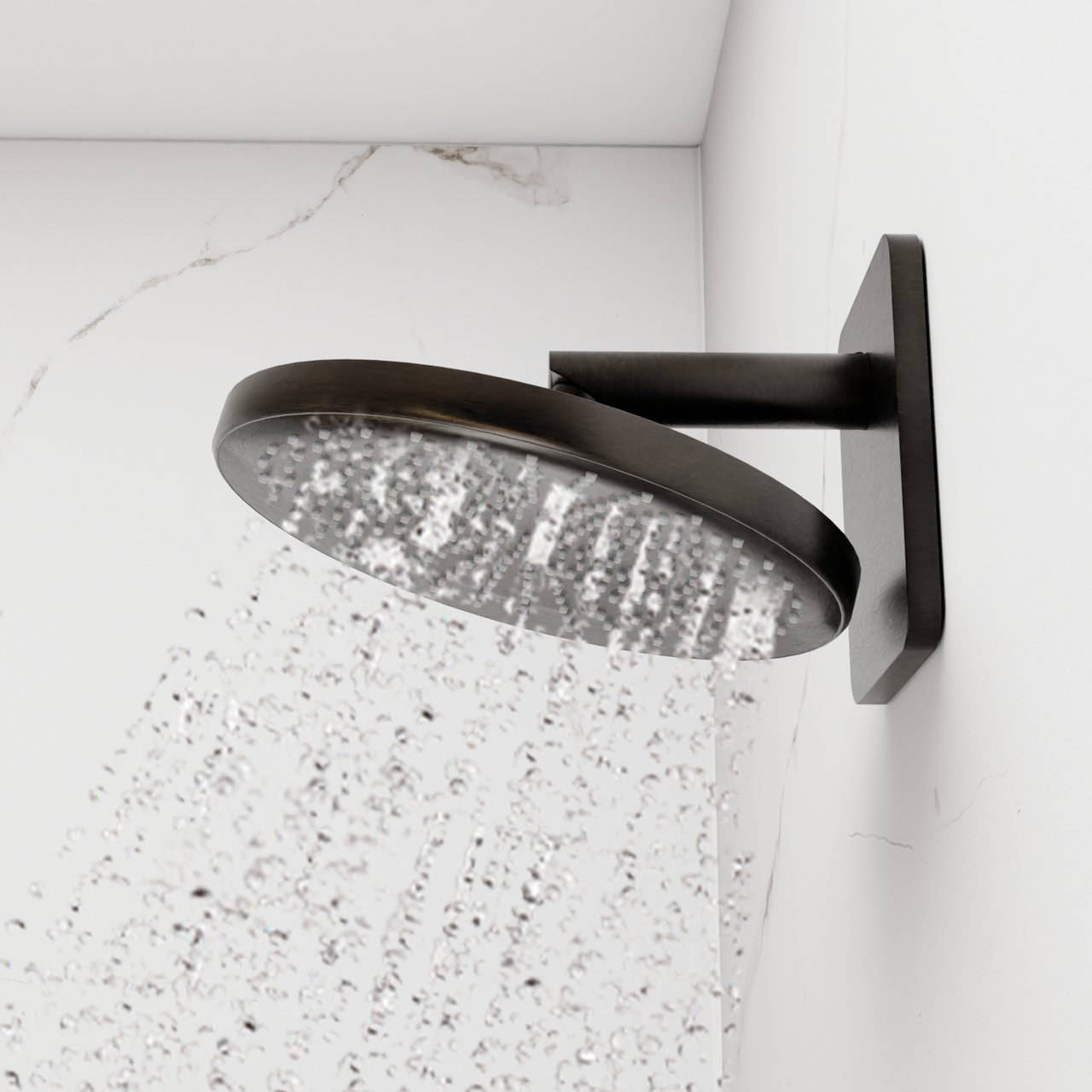 Blaufoss Onos 250 Duschkopf 25 cm, Wandmontage, mit Brausearm, Brushed GunMetal