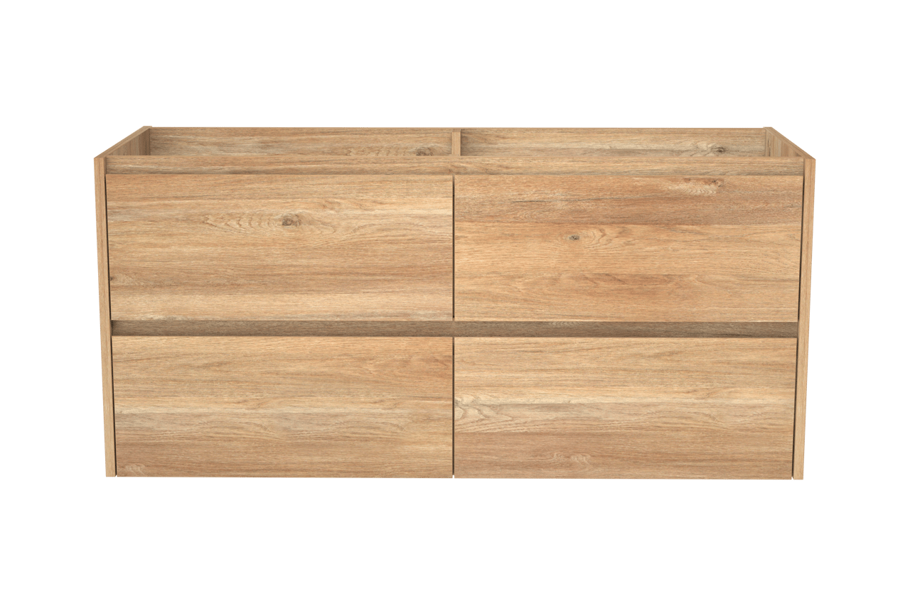 Storke Seda hängender Waschbeckenunterschrank: 130 x 52 cm, Eiche rustikal, 4 Schubladen