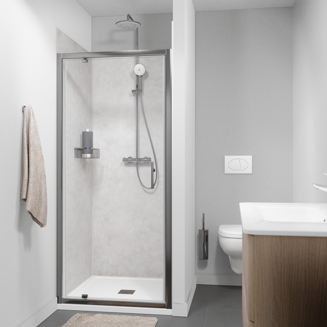 Linie Cadiz Dusche Drehtür 90 cm x 190 cm Klarglas Brushed Chrome Profil