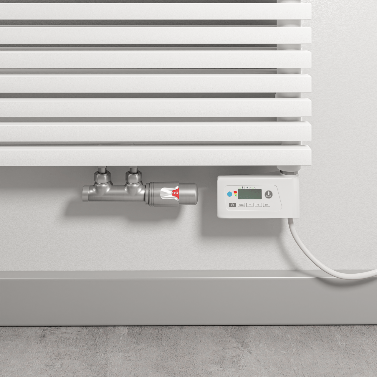 Vipera Heizkörperthermostat für elektrischen Handtuchheizkörper programmierbar weiß