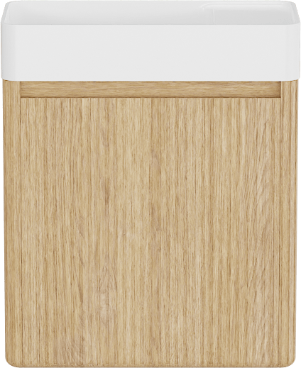 Balmani Fara Ribs zwevend toiletmeubel 45 x 22 cm natuur eik met Fara wastafel in mat witte Solid Surface