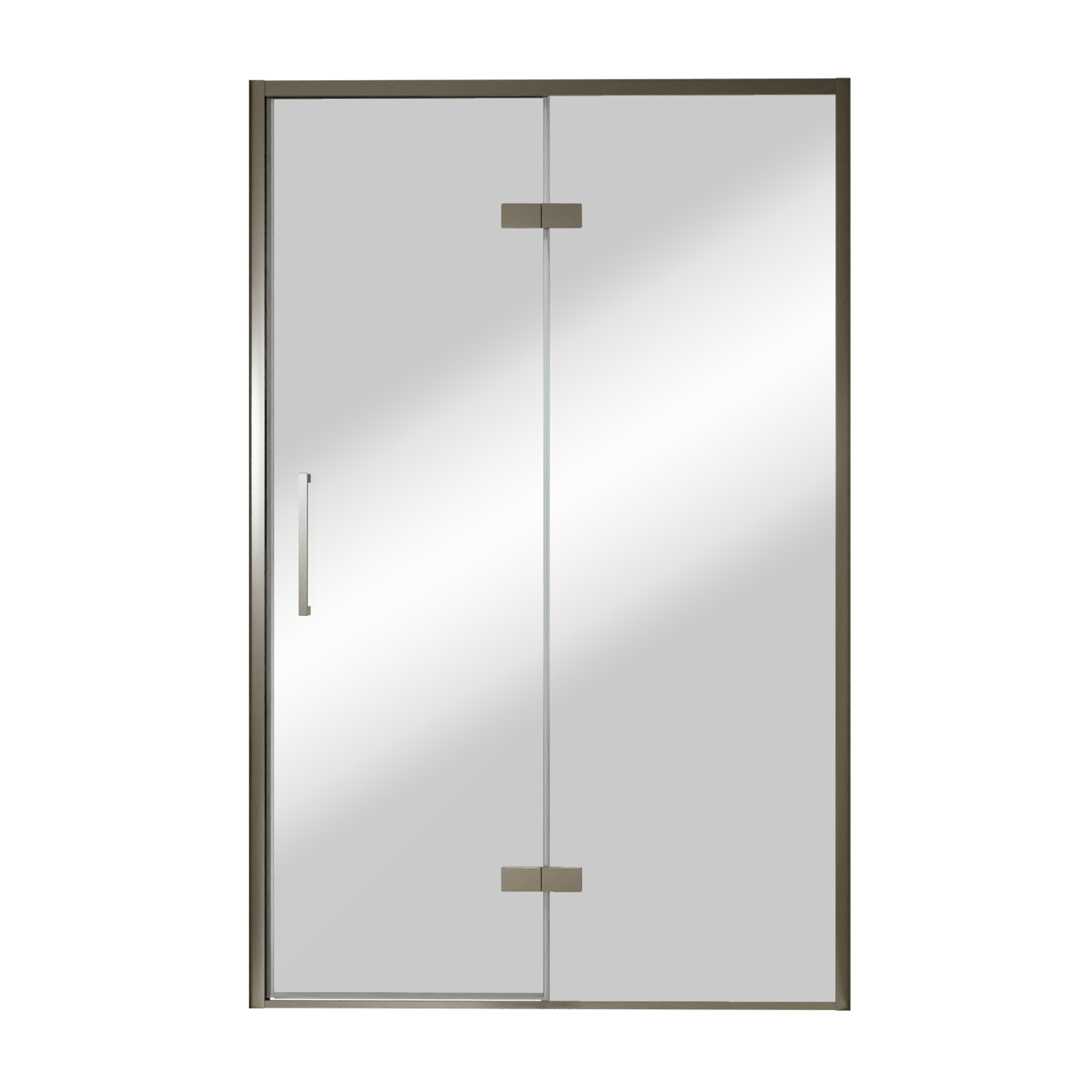 Balmani Senses Design porte pivotante à droite 140 cm x 210 cm verre Miroir Reflex, Profil Brushed GunMetal, coating inclus