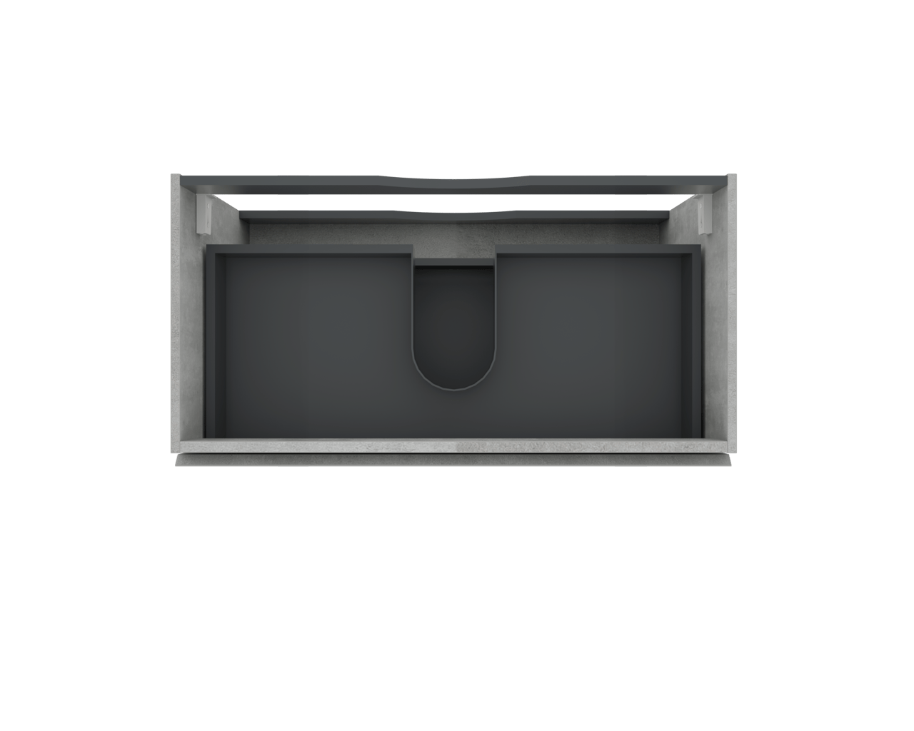 Linie Lado hängender Waschbeckenunterschrank: 90 x 46 cm, Beton dunkelgrau, 2 Schubladen