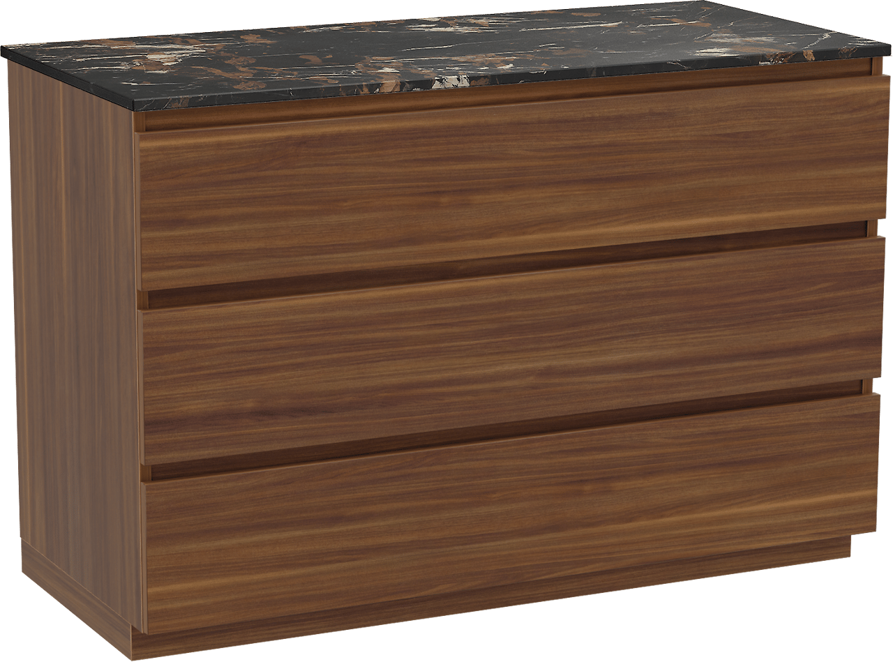 Balmani Lucida meuble salle de bains à poser 120 x 55 cm noyer américain avec Stretto tablette simple en marbre portoro gold