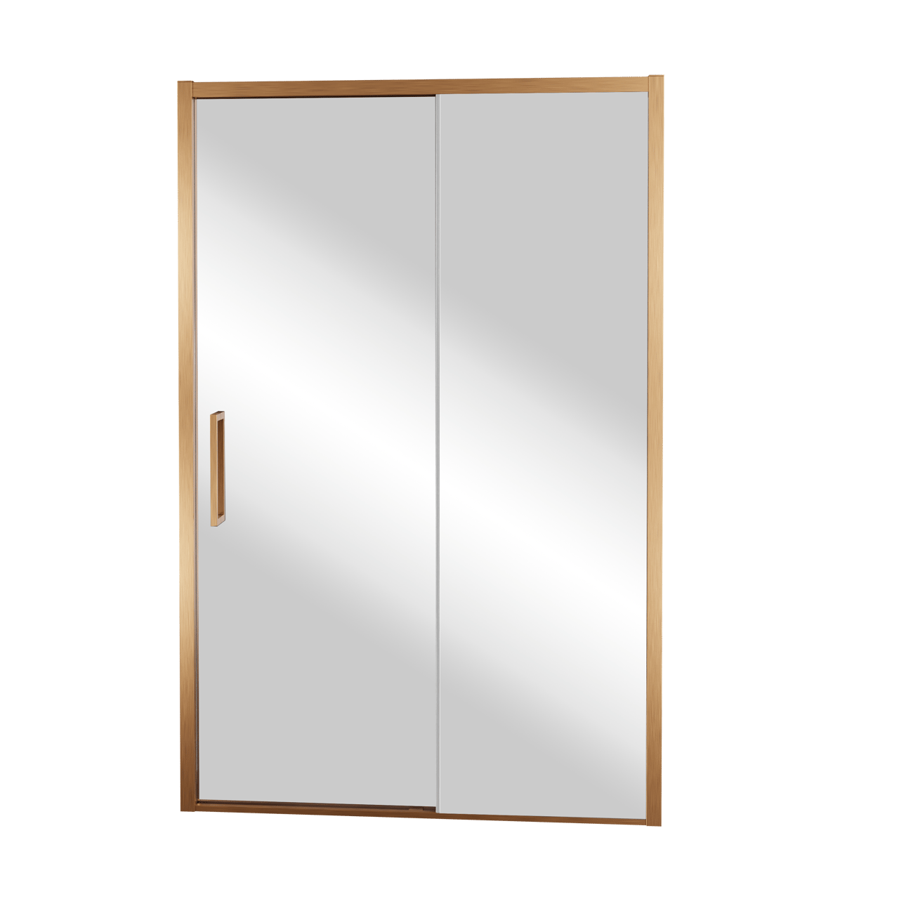 Balmani Senses Design Dusche Schiebetür, Rechts, 160 cm x 210 cm, Reflex-Spiegelglas, Profil Brushed Rosegold, inklusive Coating