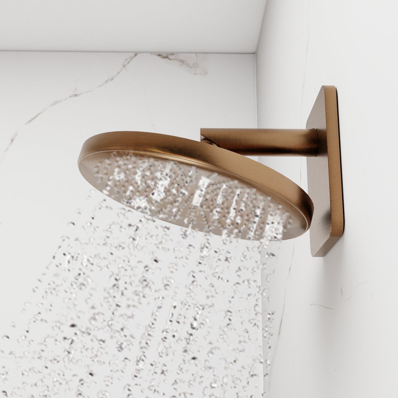 Blaufoss Onos 250 Duschkopf 25 cm, Wandmontage, mit Brausearm, Brushed Rosegold