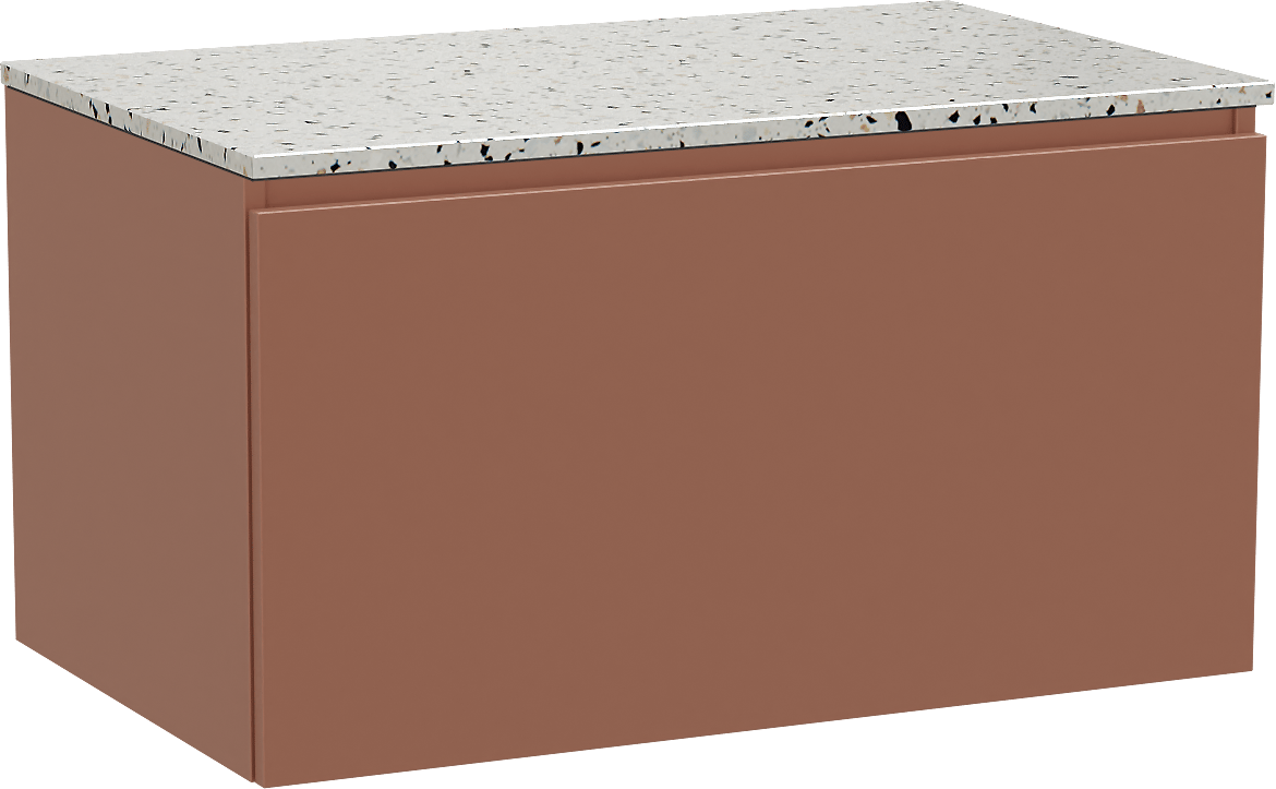 Balmani Sfera by Lucida zwevend badkamermeubel 90 x 55 cm cotto met Stretto enkel tablet in mat wit/zwart terrazzo