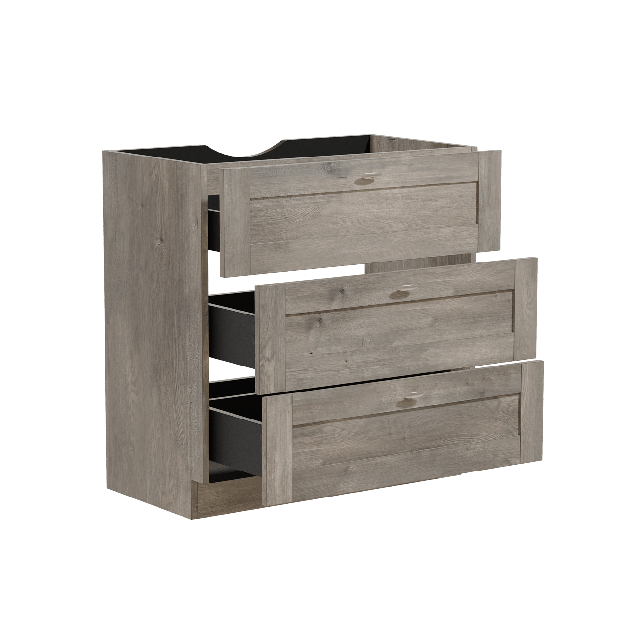 Linie Classo meuble sous-lavabo a poser 80 x 46 cm chêne gris 3 tiroirs
