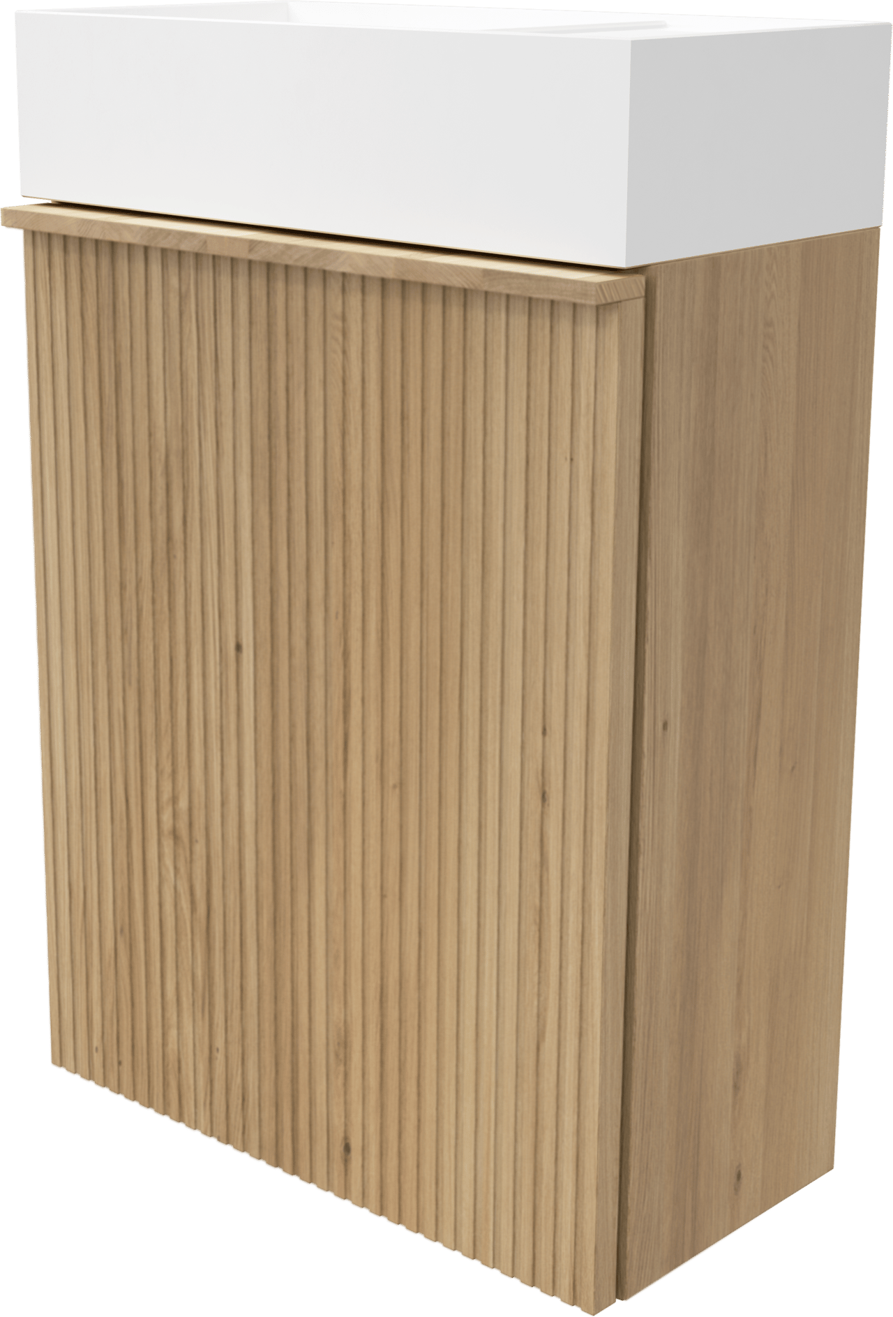 Balmani Forma zwevend toiletmeubel 42 x 21 cm naturel eiken met Loop wastafel in matte Solid Surface