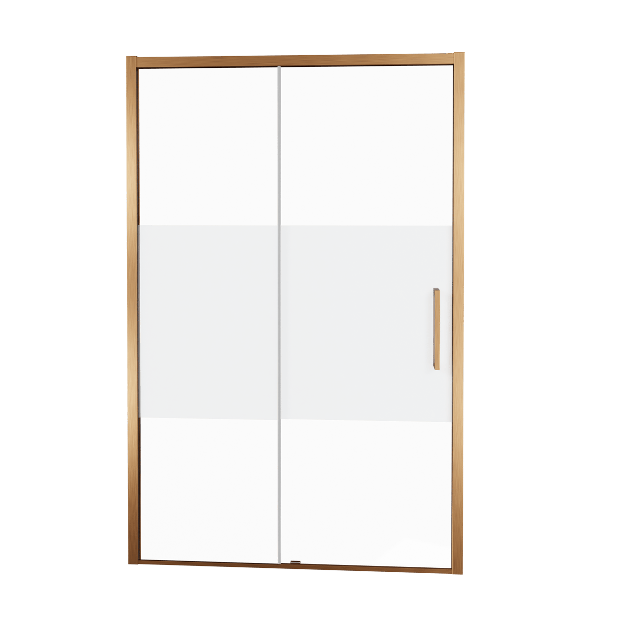 Balmani Senses Design porte coulissante à gauche 120 cm x 210 cm verre transparent avec bande matte, Profil Brushed Rosegold, coating inclus