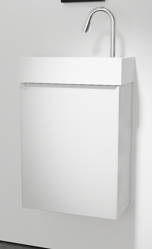 Balmani Mitra zwevend toiletmeubel 42 x 21 cm mat wit met Dama wastafel in matte Solid Surface