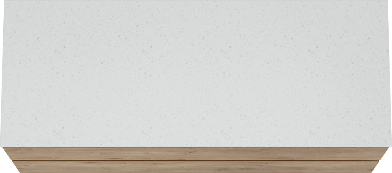 Linie Lado meuble salle de bains suspendu 120 x 46 cm chêne naturel avec Lado tablette simple ou double en mélaminé terrazzo blanc