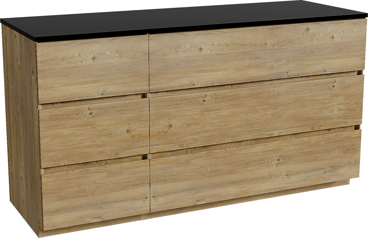 Storke Edge freistehendes Möbelstück Set: 150 x 52 cm, Rohe Eiche, mit Panton Einzel- oder Doppel Waschtischplatte, Pulverbeschichtetes MDF Schwarz matt