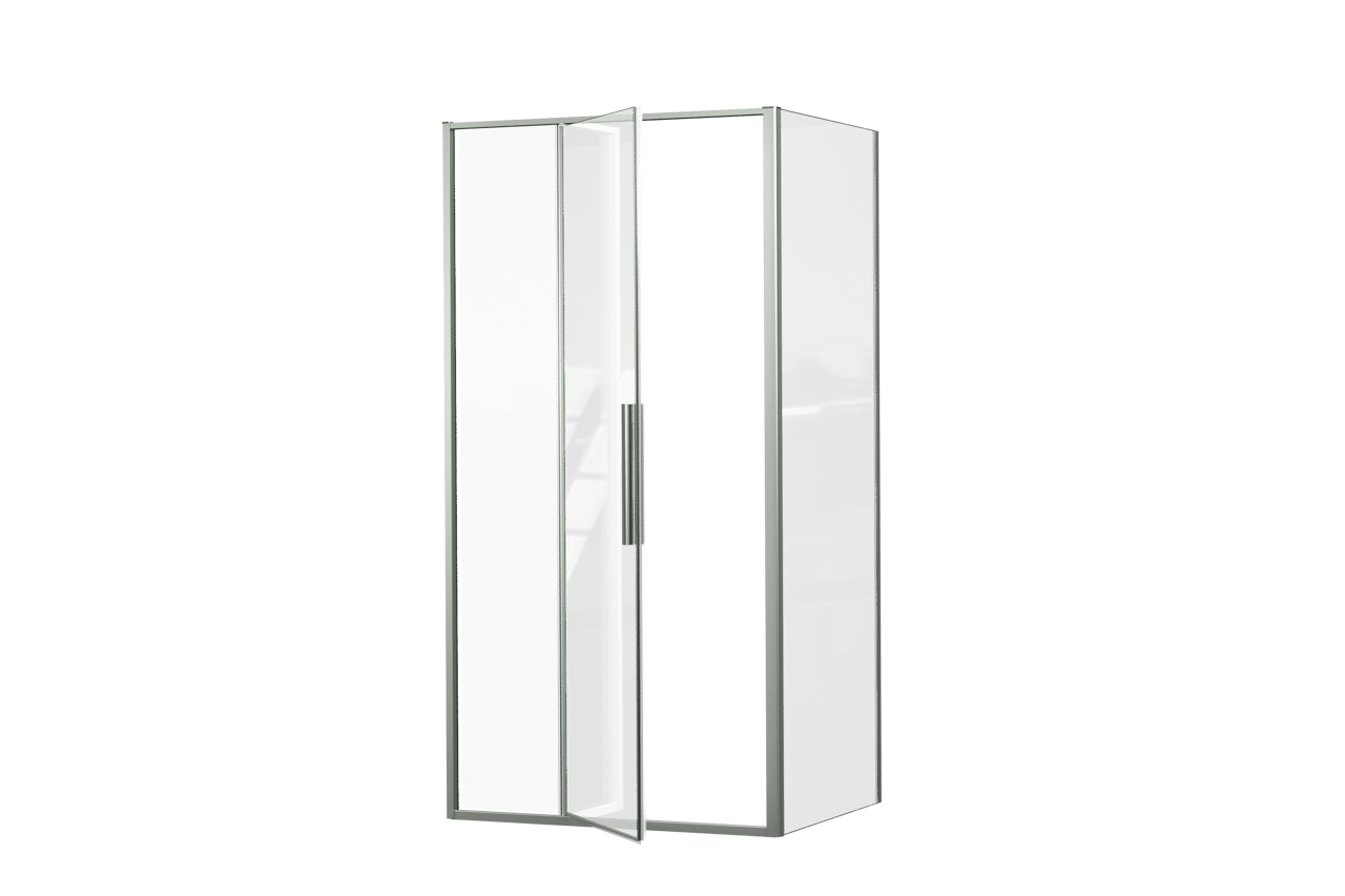 Luca Varess Morano douchehoek met draaideur en 2 vaste zijwanden 100 x 80 cm helder glas glanzend chroom profiel