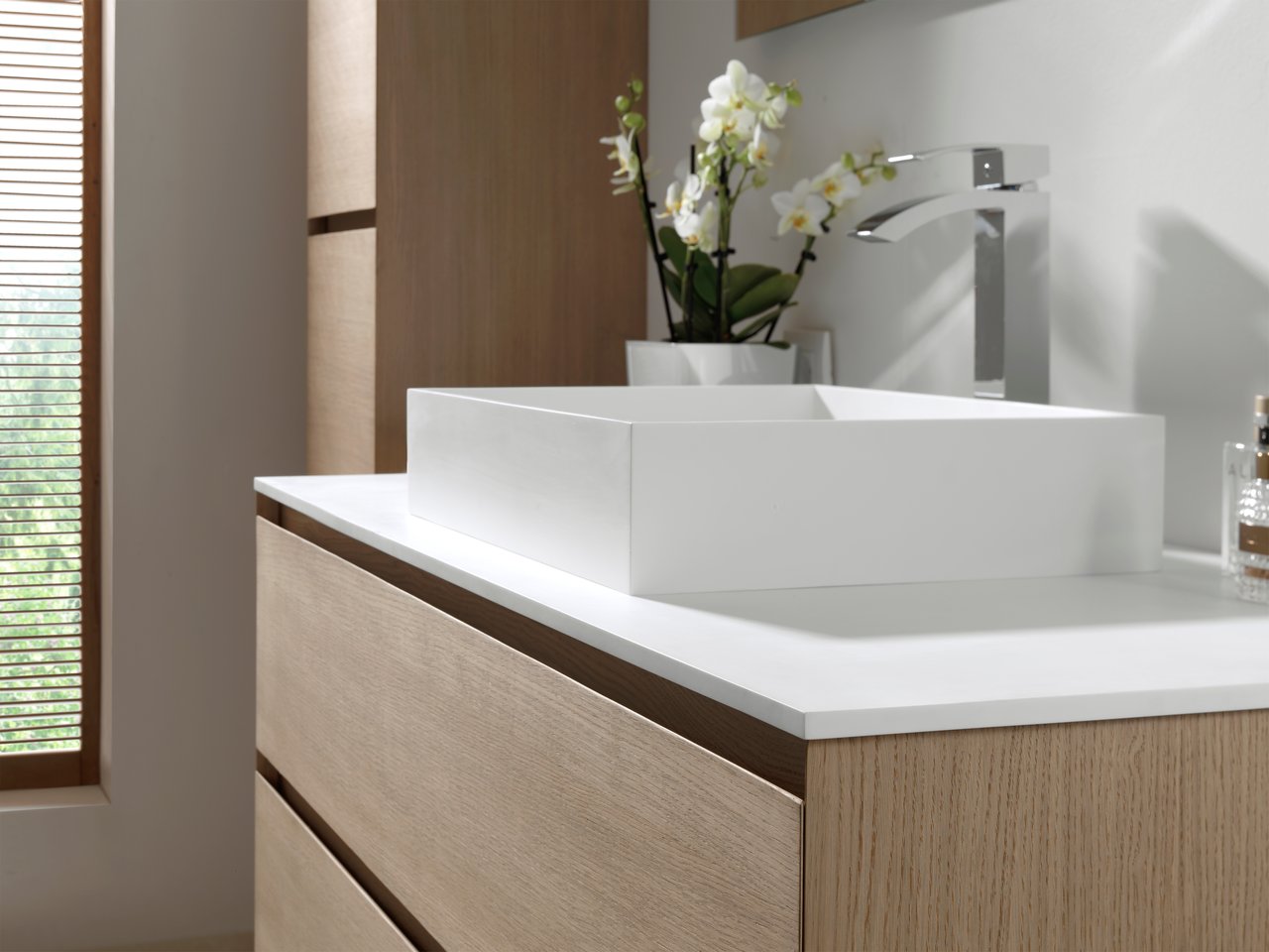 Balmani Stretto Einzel- oder Doppelwaschtischplatte, Solid Surface matt, 120 x 55 cm