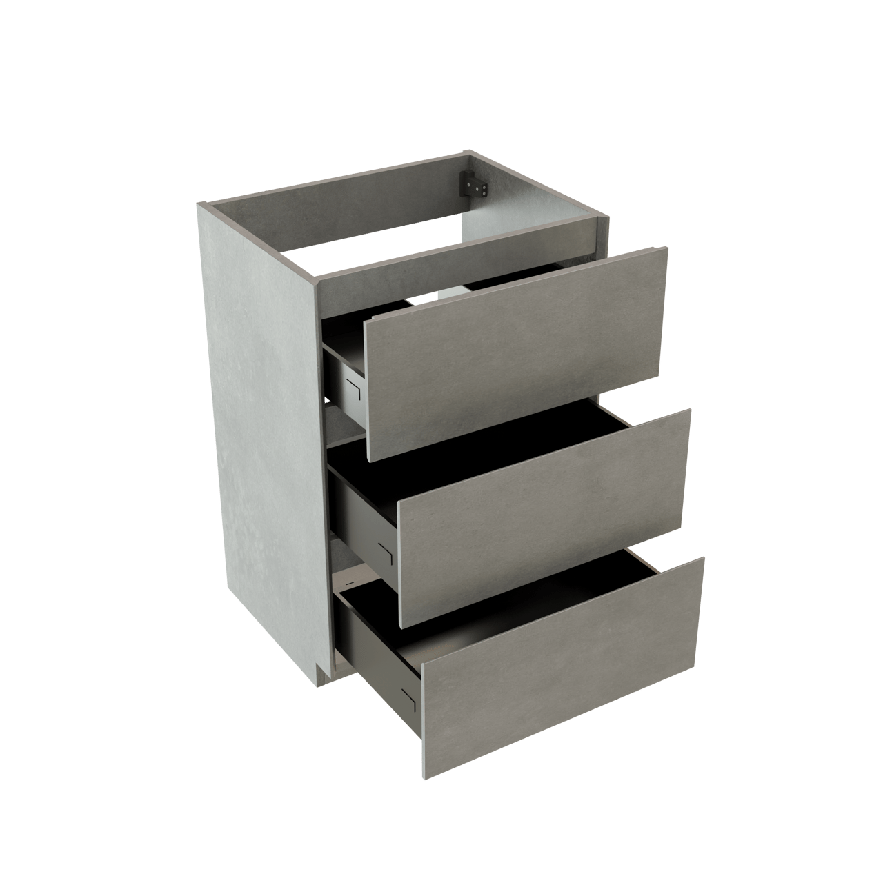 Storke Edge meuble sous-lavabo a poser 60 x 46 cm béton gris foncé 3 tiroirs